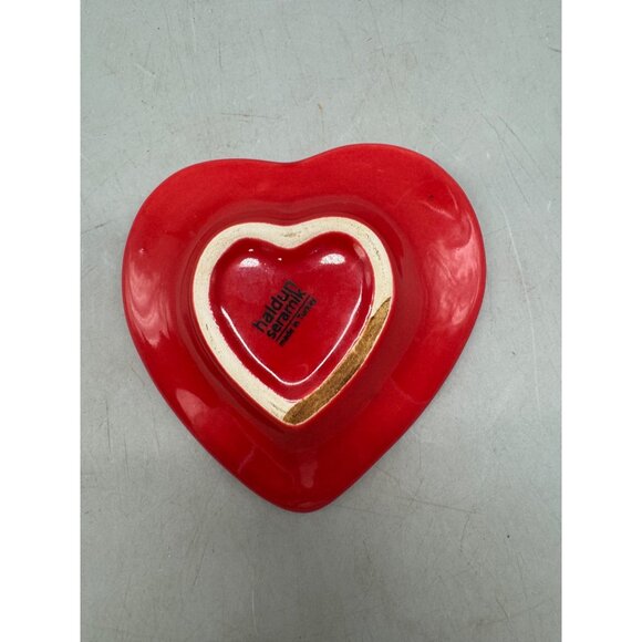 Haldun Seramik Heart-Shaped Decorative Ceramic Dish Red Turkish Pottery READ - Picture 4 of 6